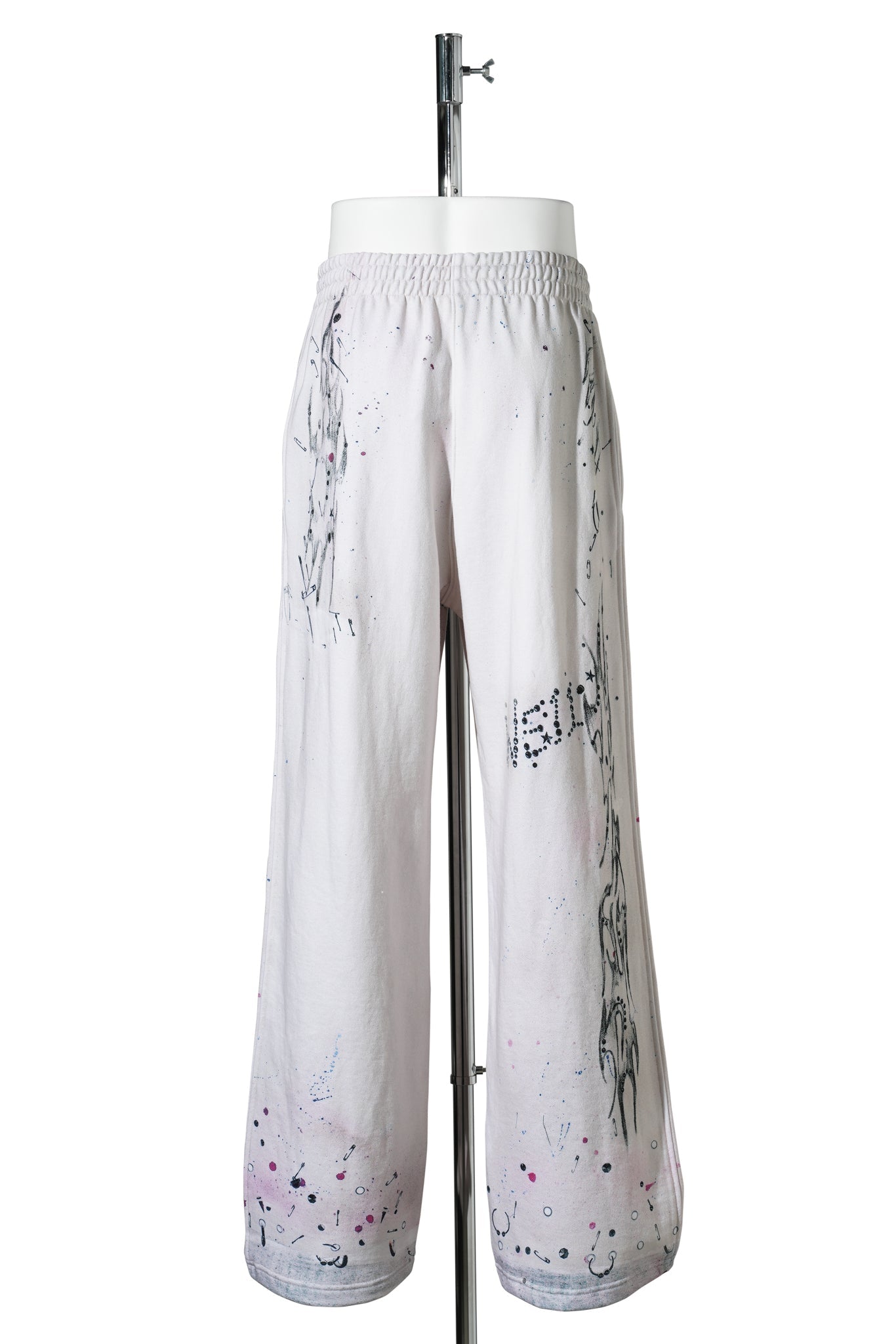 WHITE TROMPE-L'OEIL PRINTED SWEATPANTS / WHITE