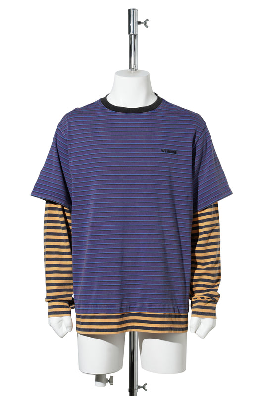 BLUE STRIPE LAYERED LONG-SLEEVED T-SHIRT / BLUE