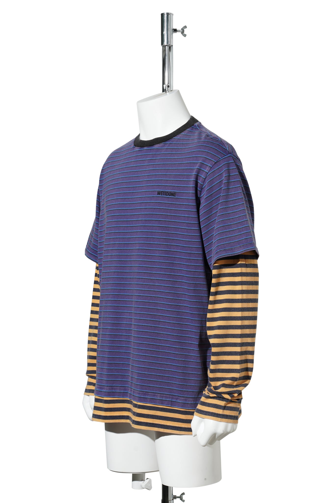 BLUE STRIPE LAYERED LONG-SLEEVED T-SHIRT / BLUE