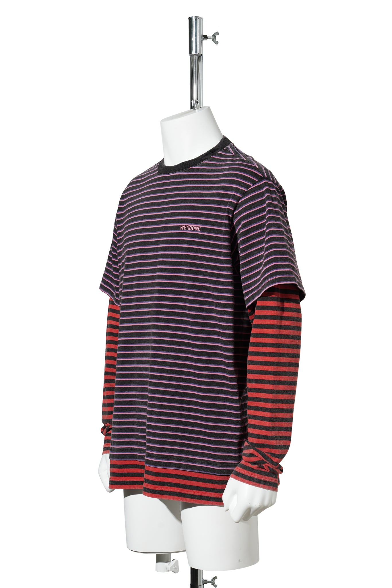 PINK STRIPE LAYERED LONG-SLEEVED T-SHIRT / PINK