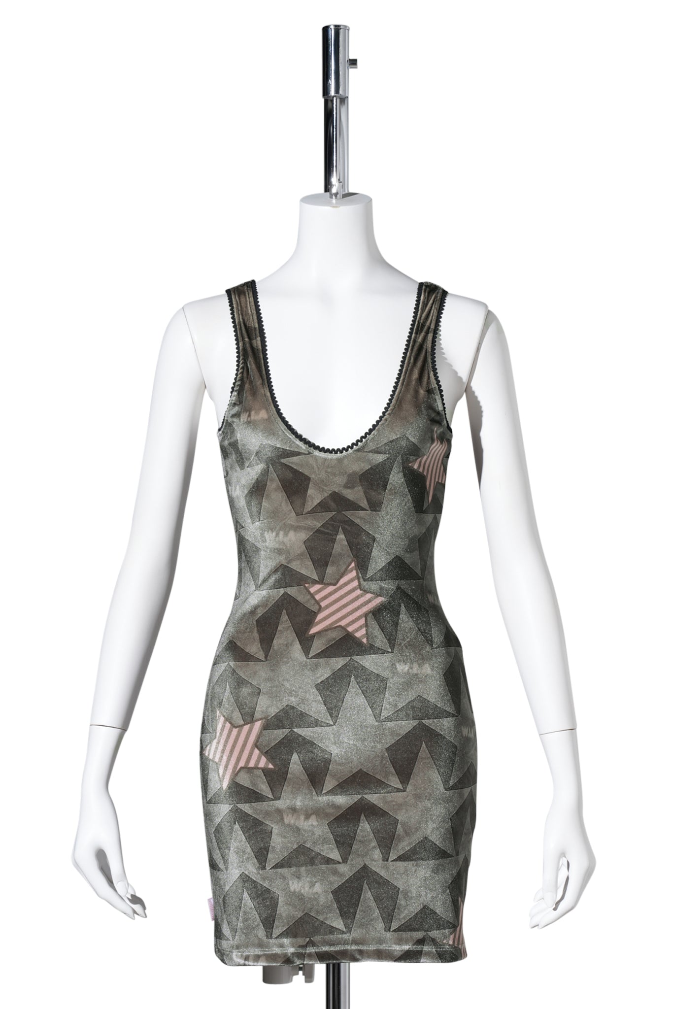 SMASHED GREY VEL DRESS 204 / GREY