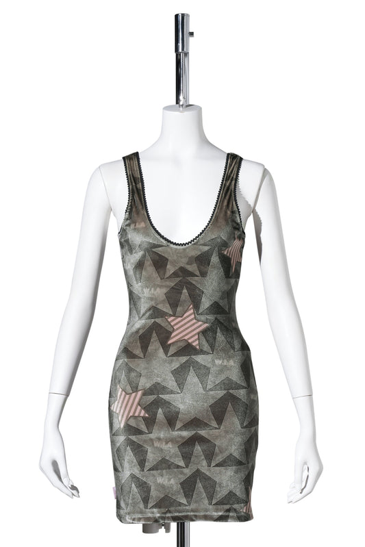 SMASHED GREY VEL DRESS 204 / GREY