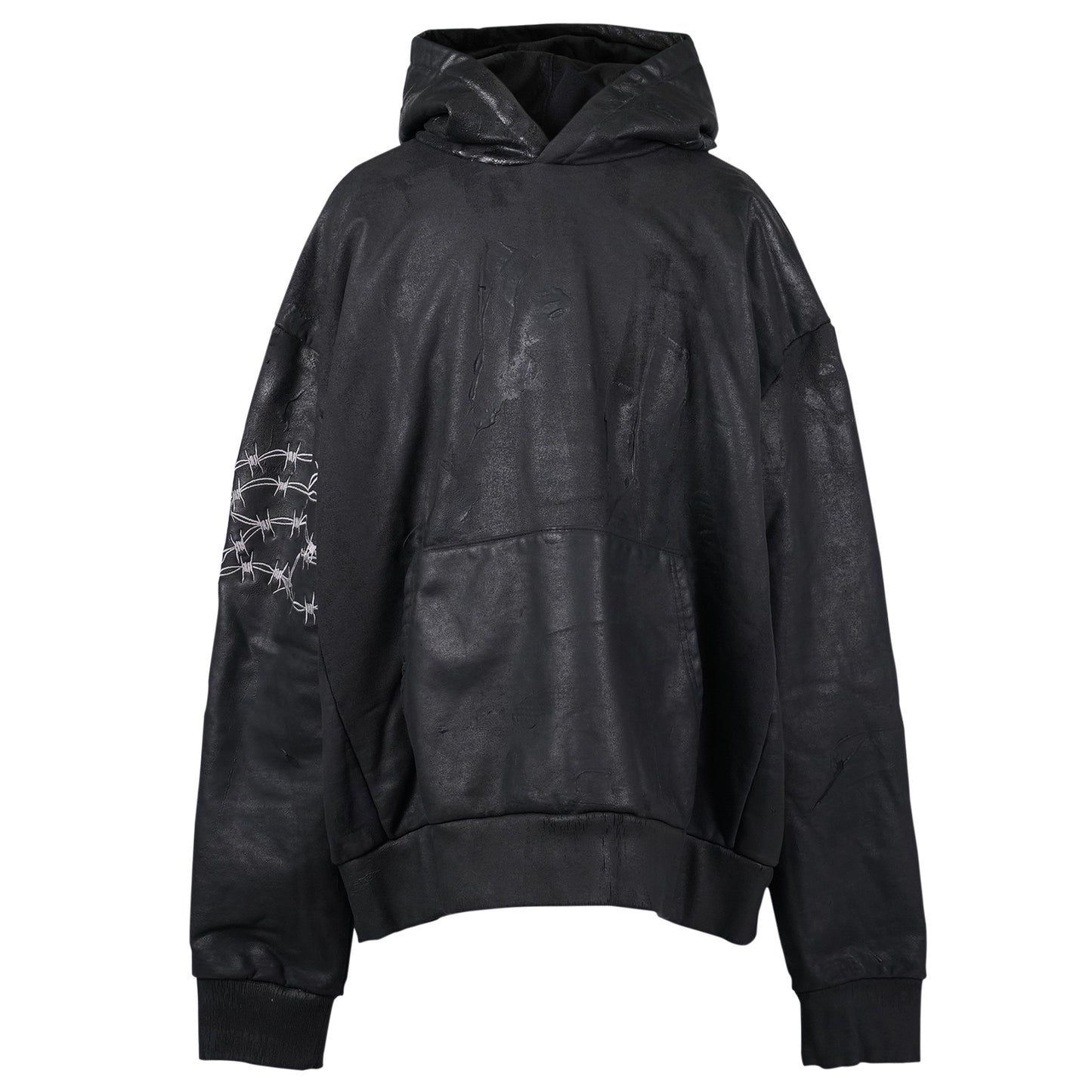 BARBED WIRE PLASTISOL HOODIE / BLACK