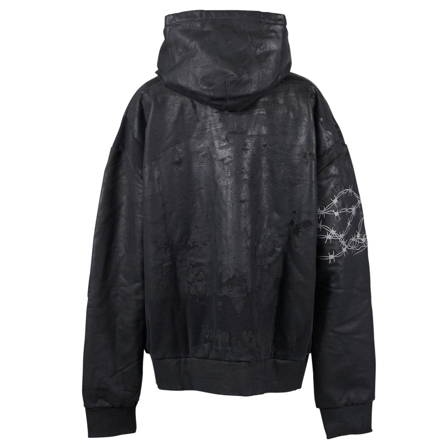 BARBED WIRE PLASTISOL HOODIE / BLACK