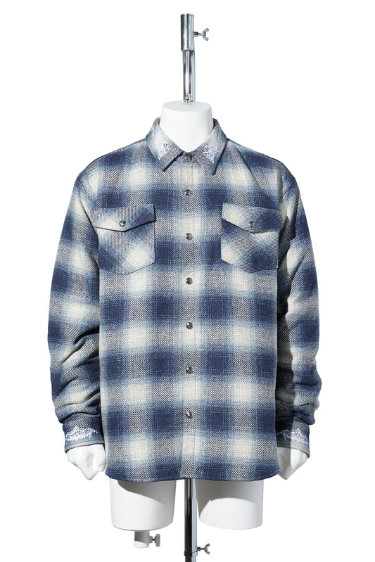 QUILTED LINED FLANNEL / BLUE PLAID