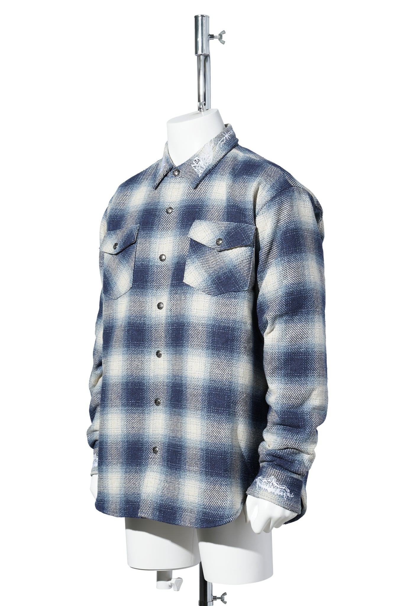 QUILTED LINED FLANNEL / BLUE PLAID