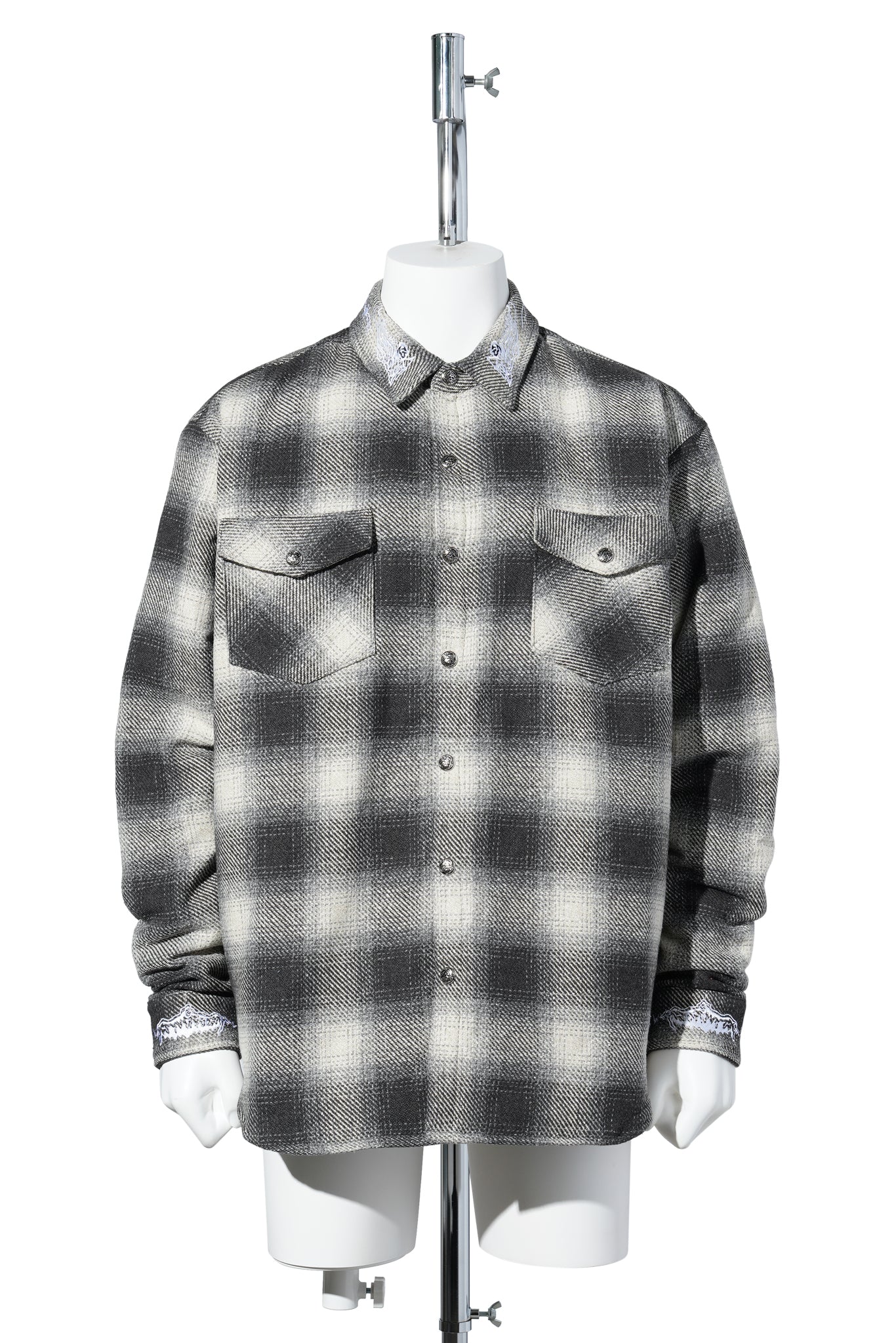 QUILTED LINED FLANNEL / BLACK PLAID