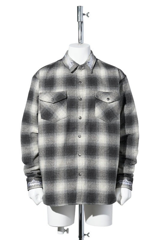 QUILTED LINED FLANNEL / BLACK PLAID
