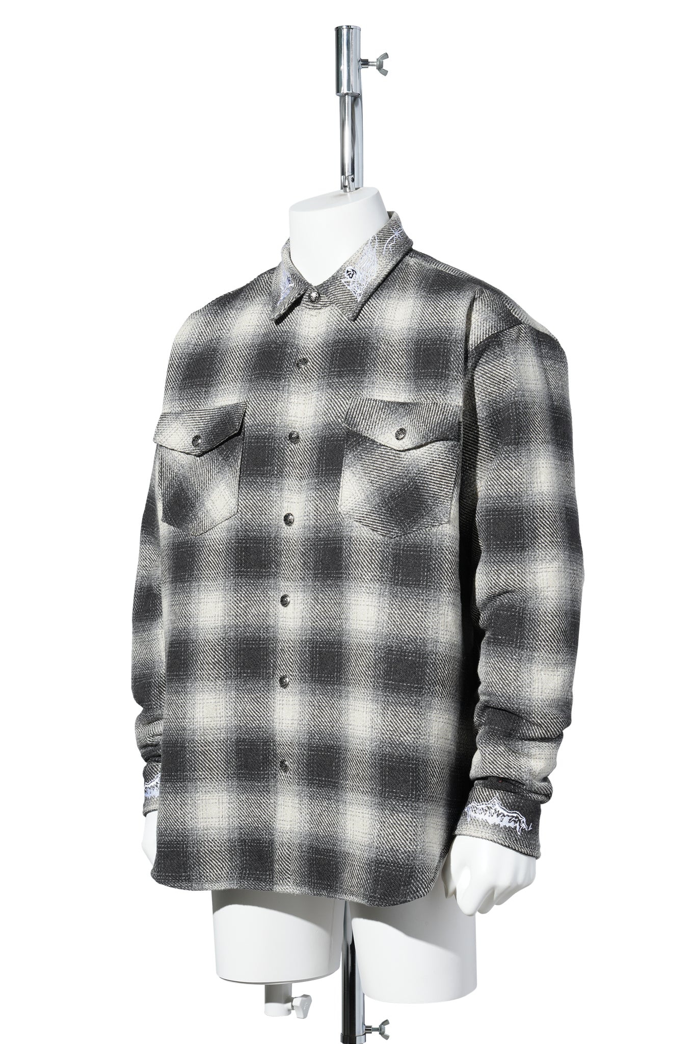 QUILTED LINED FLANNEL / BLACK PLAID