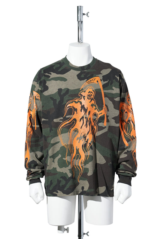 SERENITY REAPER STAPLE LONG SLEEVE T-SHIRT / WASHED WOODLAND CAMO