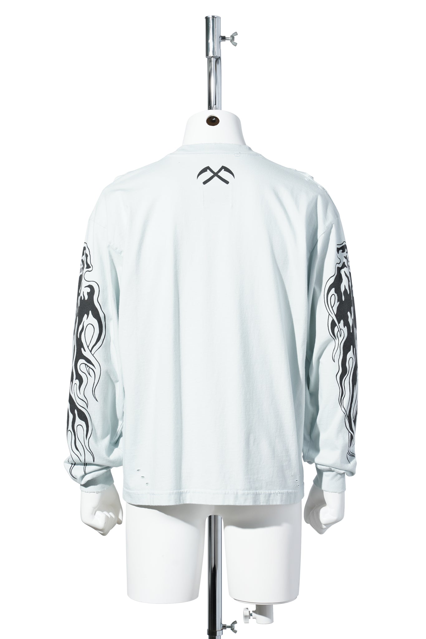SERENITY REAPER STAPLE DISTRESSED LONG SLEEVE T-SHIRT / ICE GREY