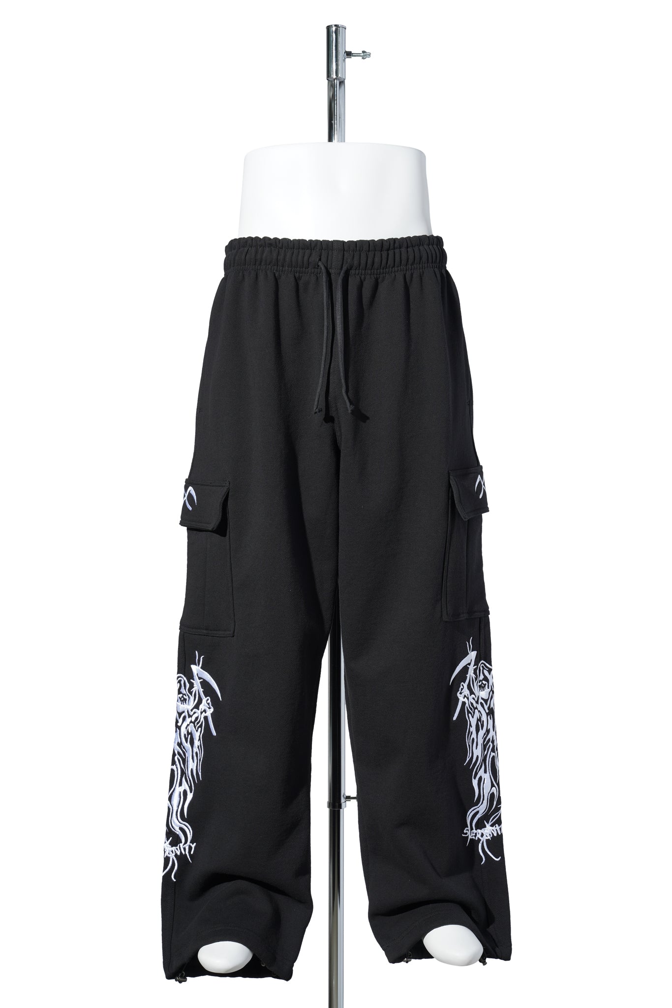SERENITY BAGGY CARGO SWEATPANTS / BLACK