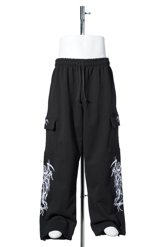 SERENITY BAGGY CARGO SWEATPANTS / BLACK