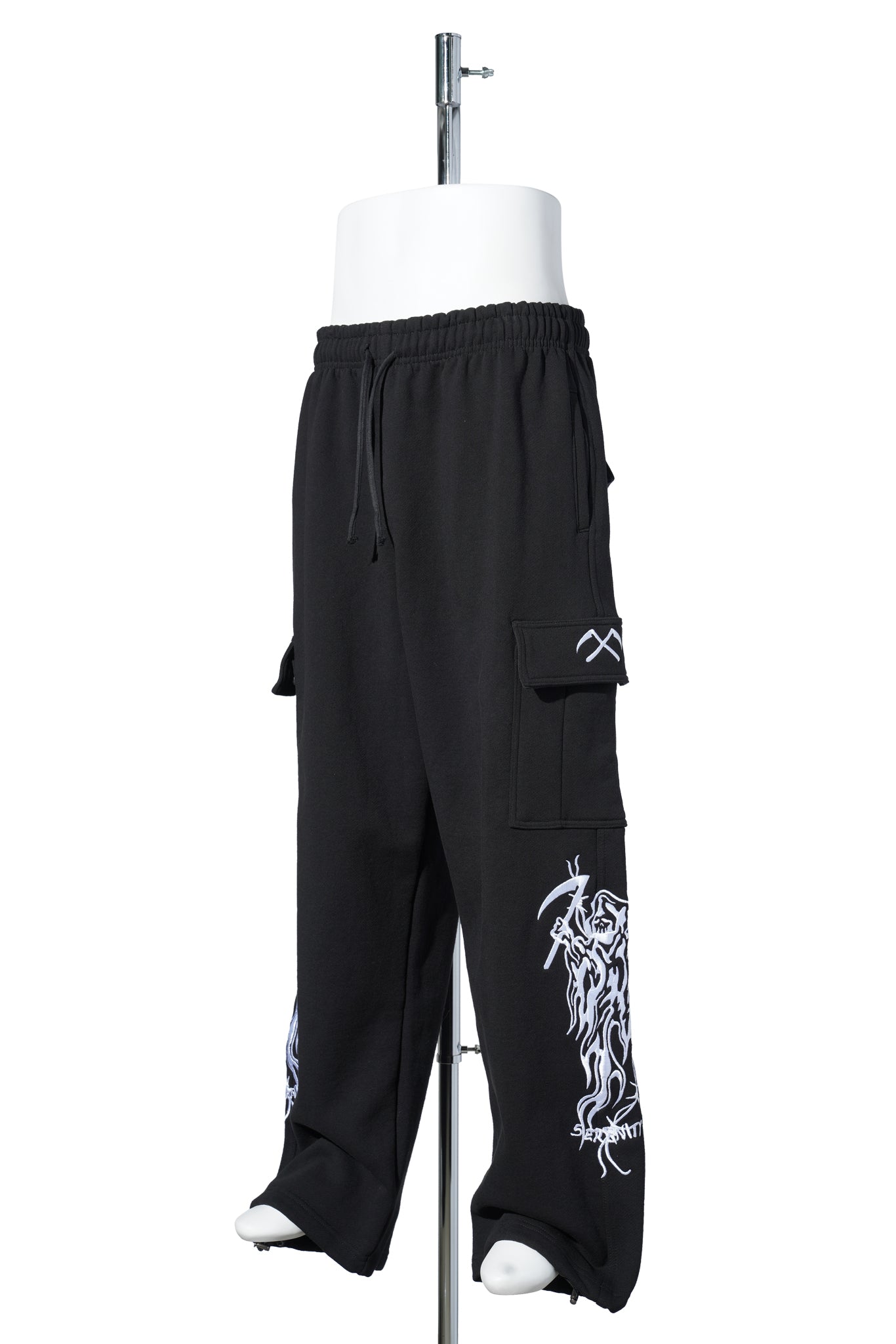 SERENITY BAGGY CARGO SWEATPANTS / BLACK