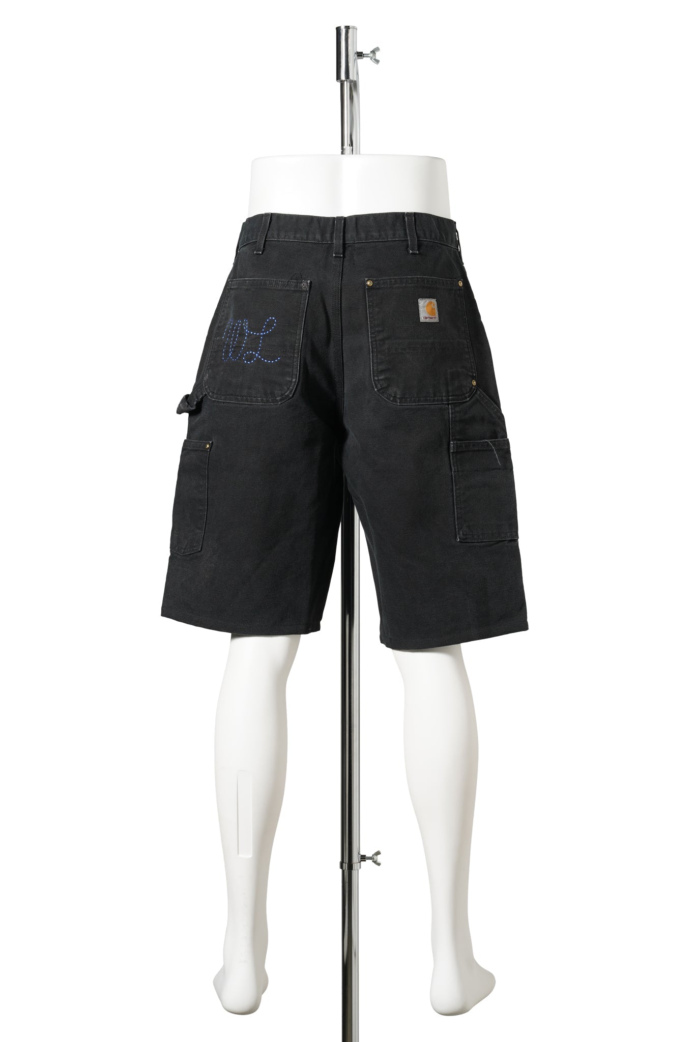 SERENITY VINTAGE CARHARTT DOUBLE KNEE SHORTS / BLACK/ROYAL BLUE