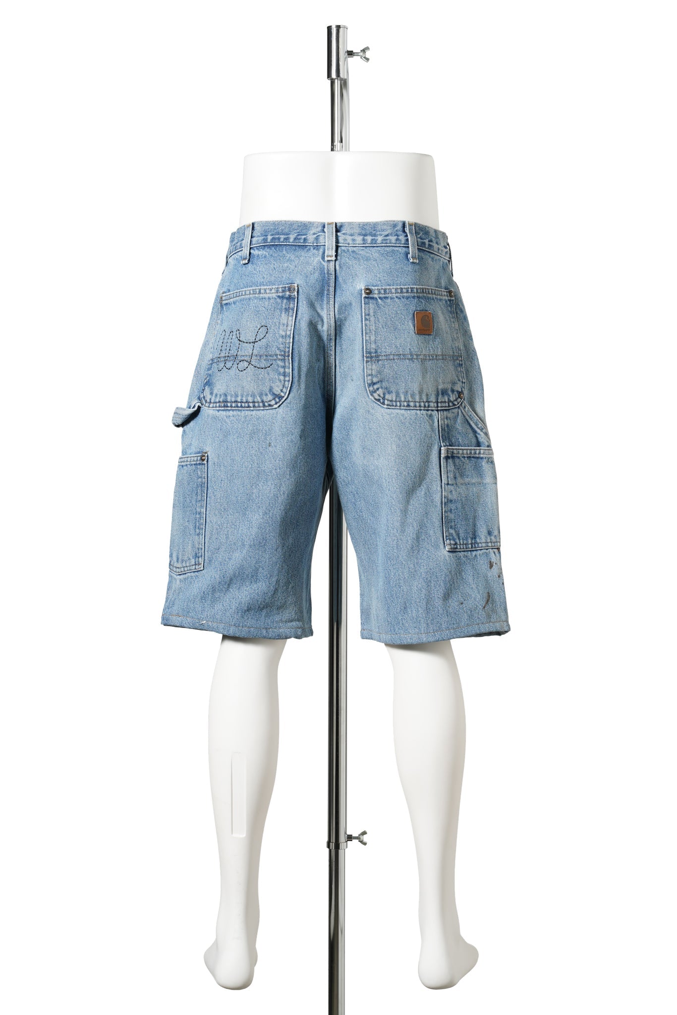 SERENITY VINTAGE CARHARTT DOUBLE KNEE SHORTS / BLUE DENIM/BLACK
