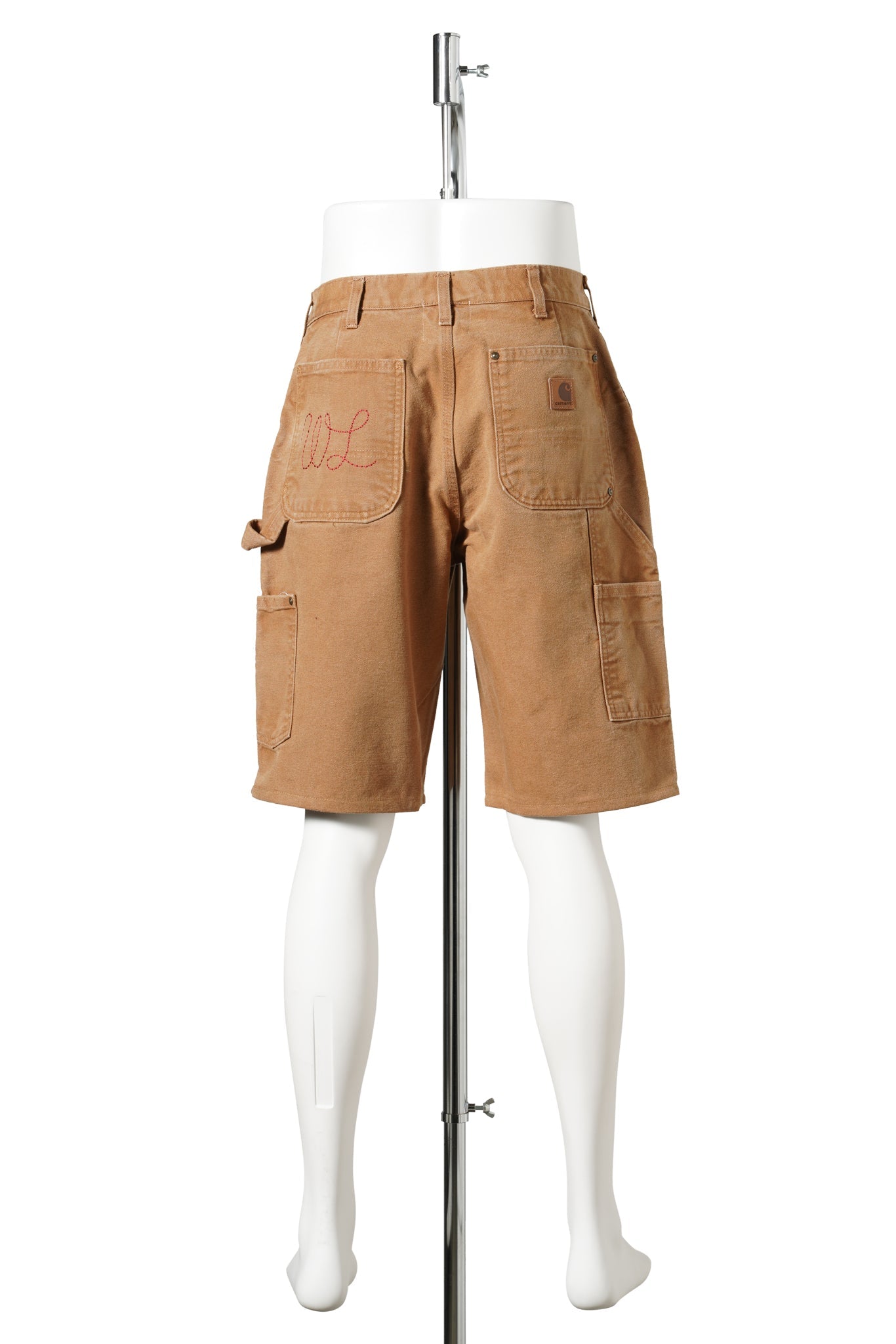 SERENITY VINTAGE CARHARTT DOUBLE KNEE SHORTS / TAN/CARDINAL
