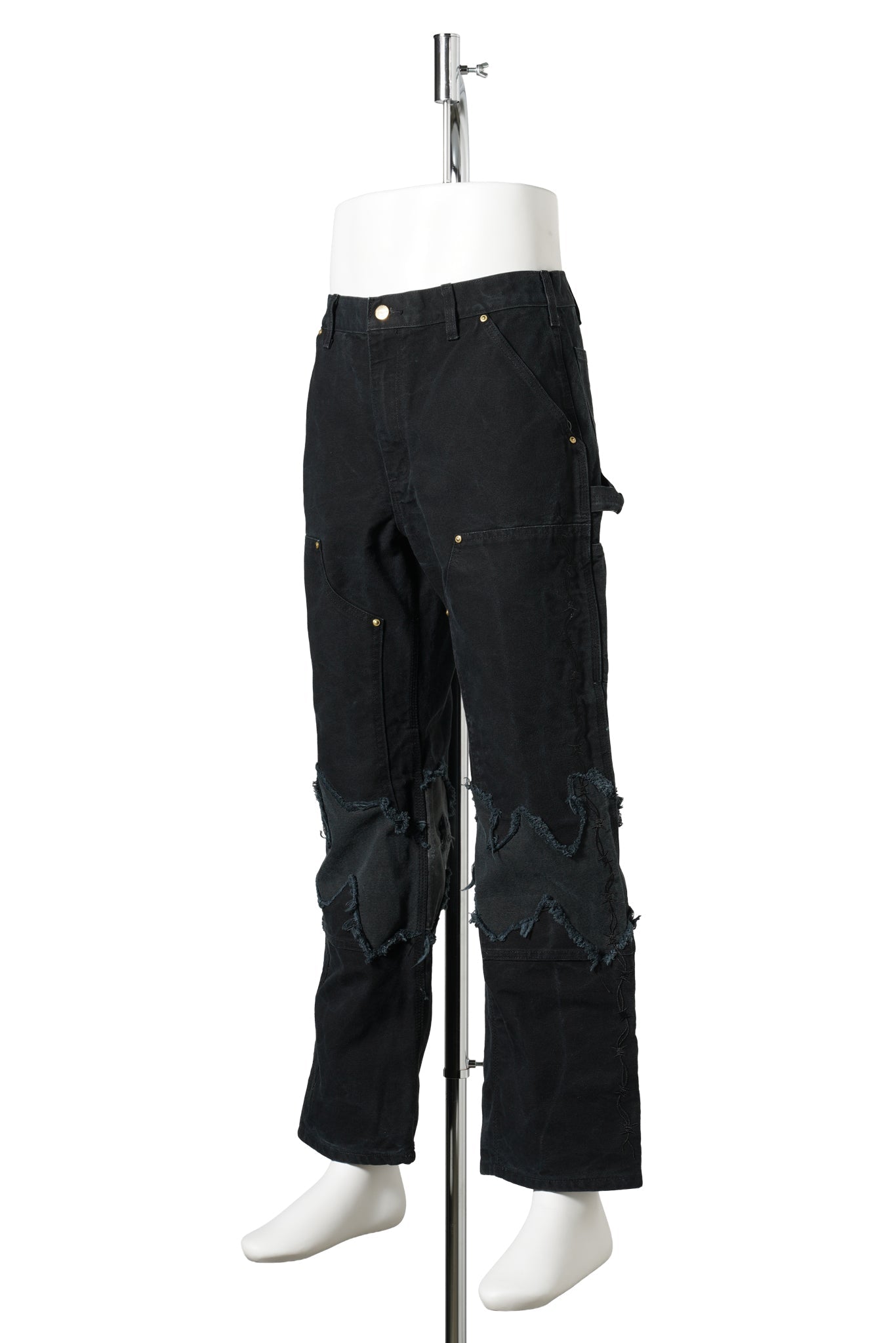 BARBED WIRE RECONSTRUCTED VINTAGE CARHARTT DOUBLE KNEE PANTS / BLACK