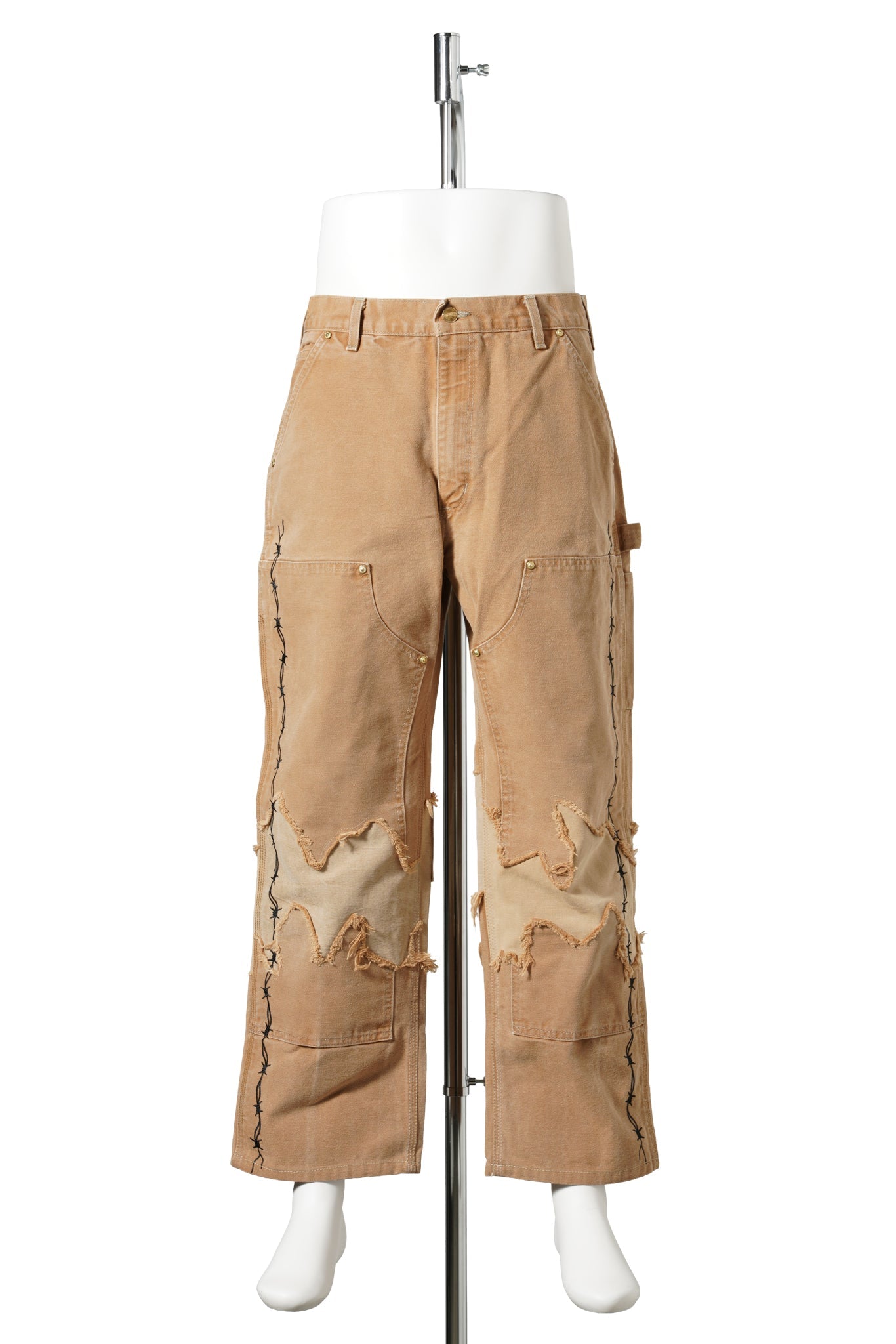 BARBED WIRE RECONSTRUCTED VINTAGE CARHARTT DOUBLE KNEE PANTS / TAN