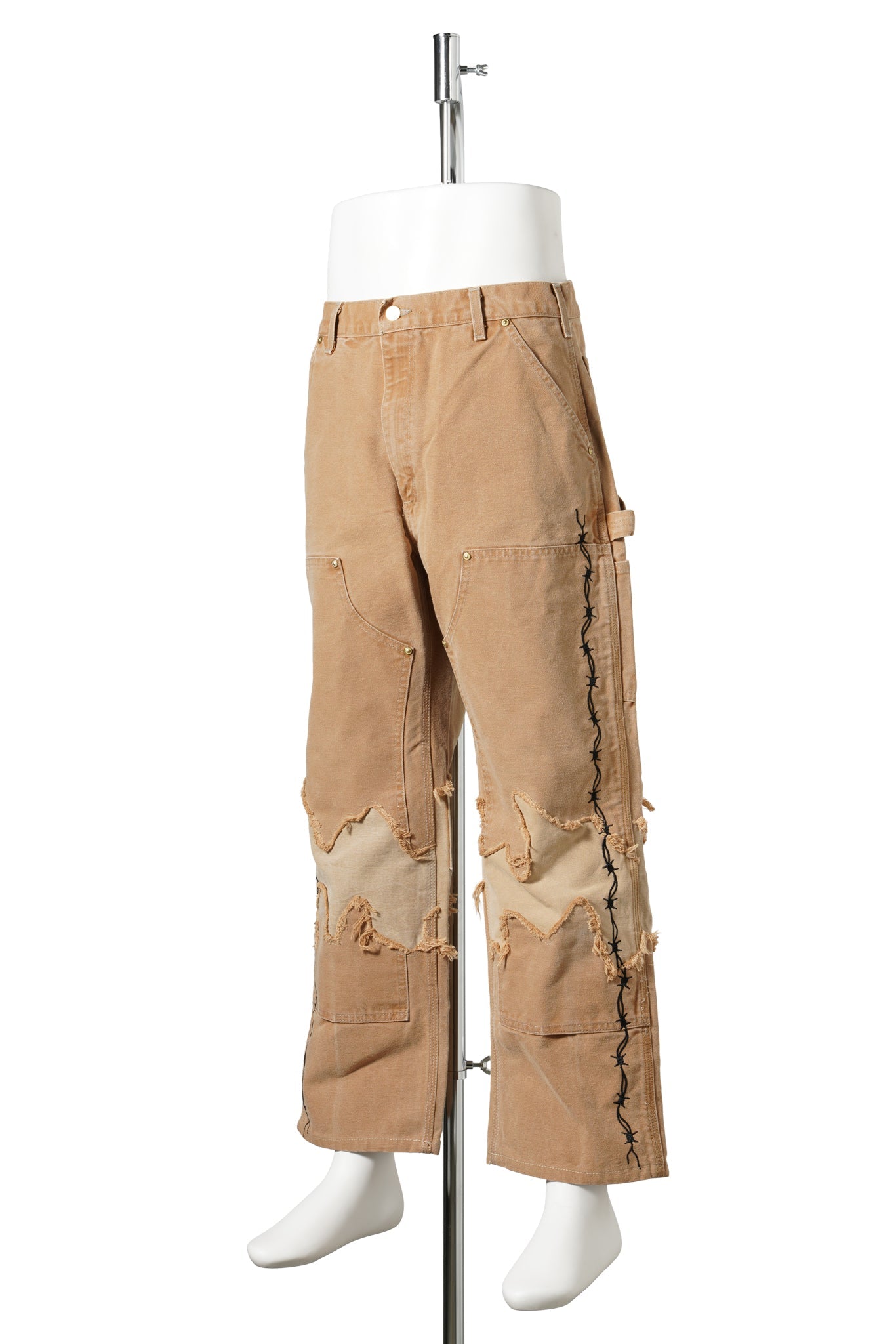BARBED WIRE RECONSTRUCTED VINTAGE CARHARTT DOUBLE KNEE PANTS / TAN