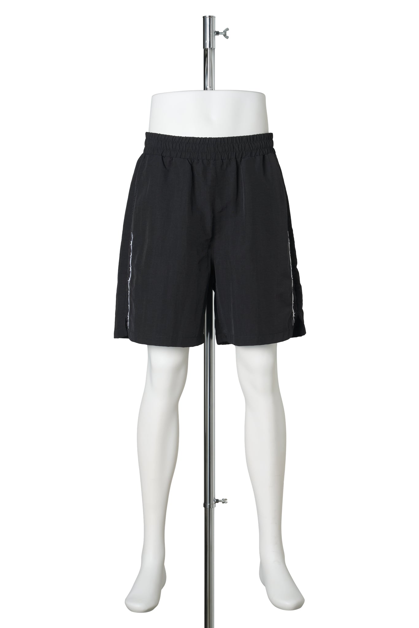 BARBED WIRE NYLON TRACK SHORTS / BLACK