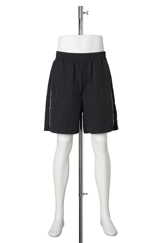 BARBED WIRE NYLON TRACK SHORTS / BLACK