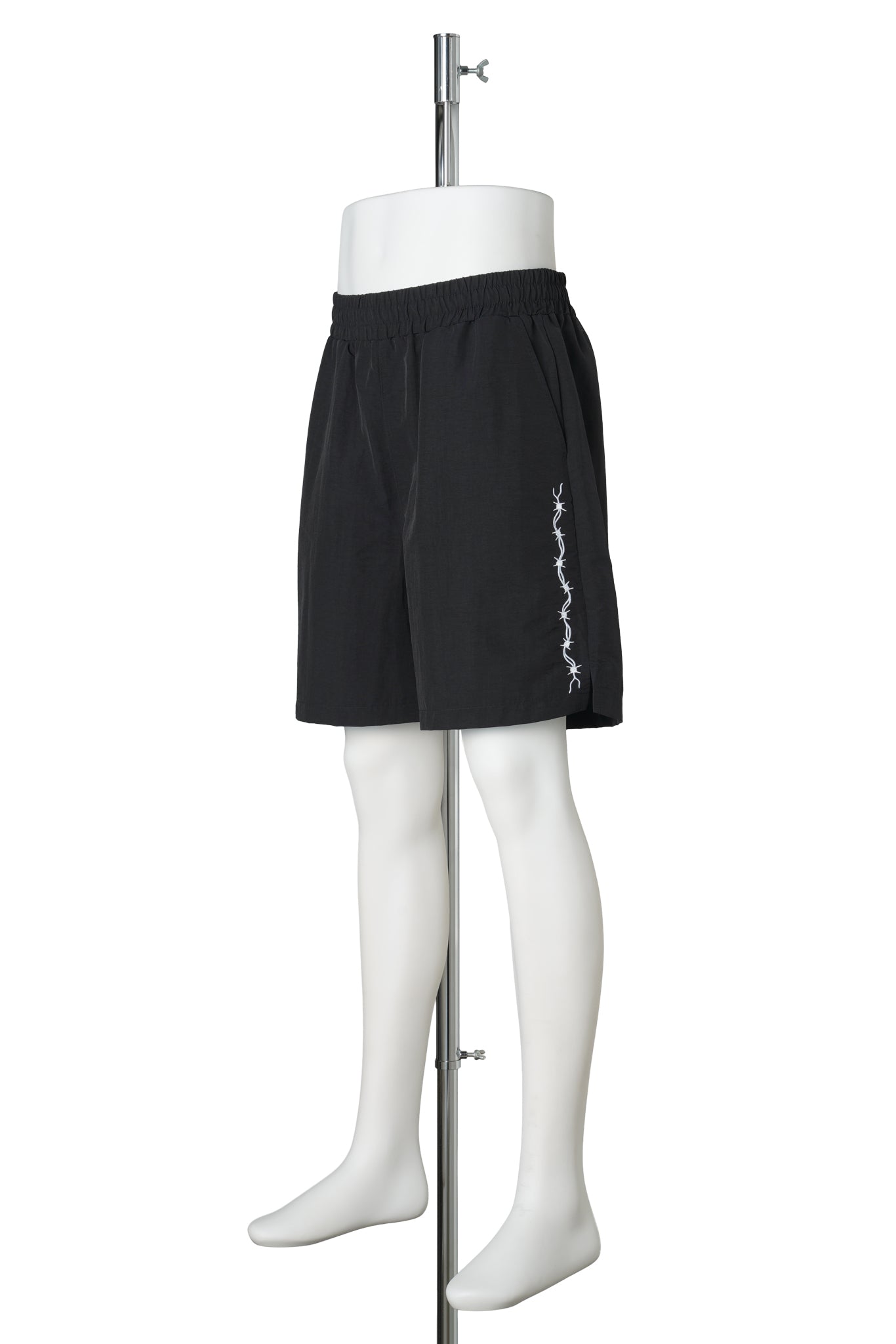 BARBED WIRE NYLON TRACK SHORTS / BLACK