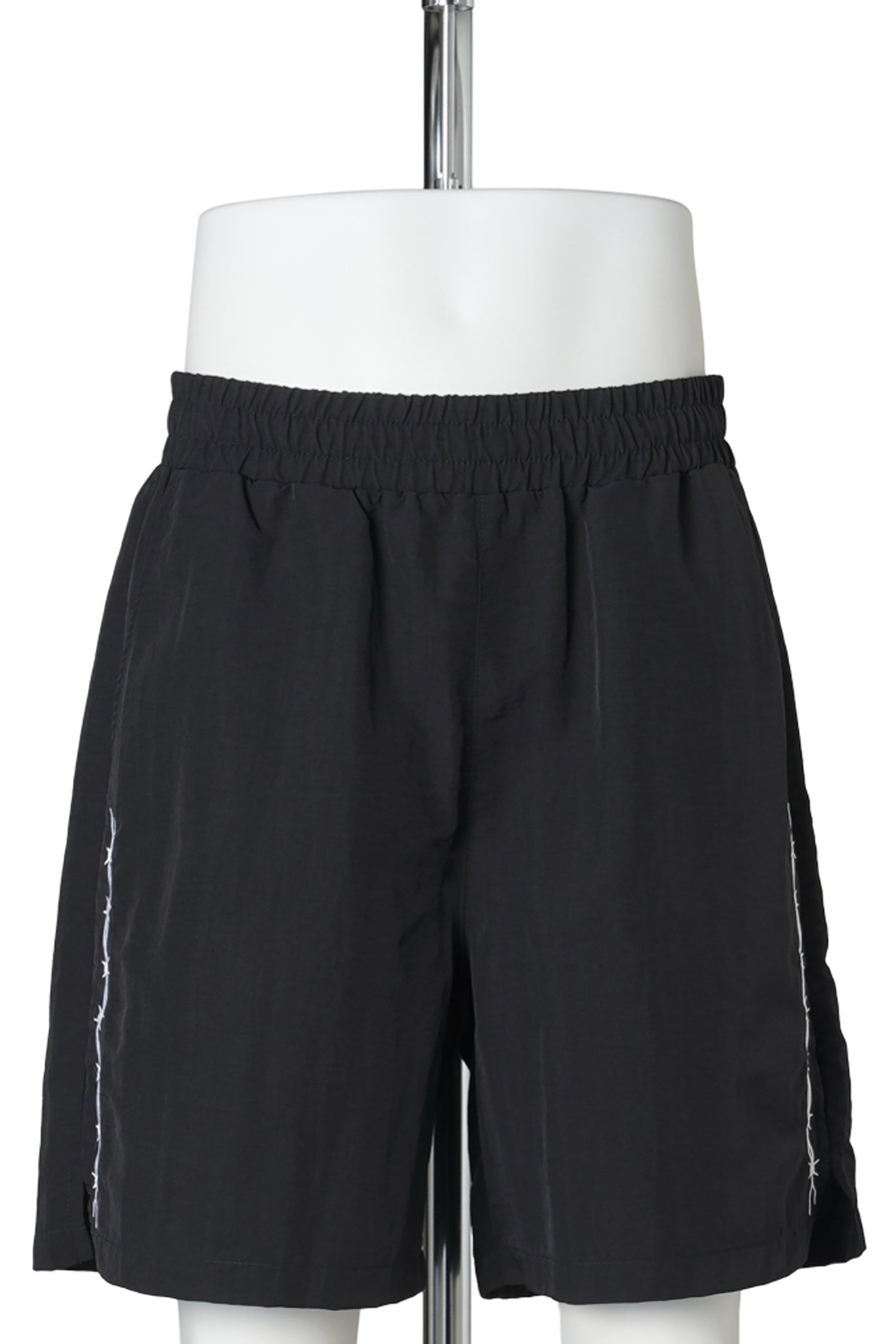 BARBED WIRE NYLON TRACK SHORTS / BLACK