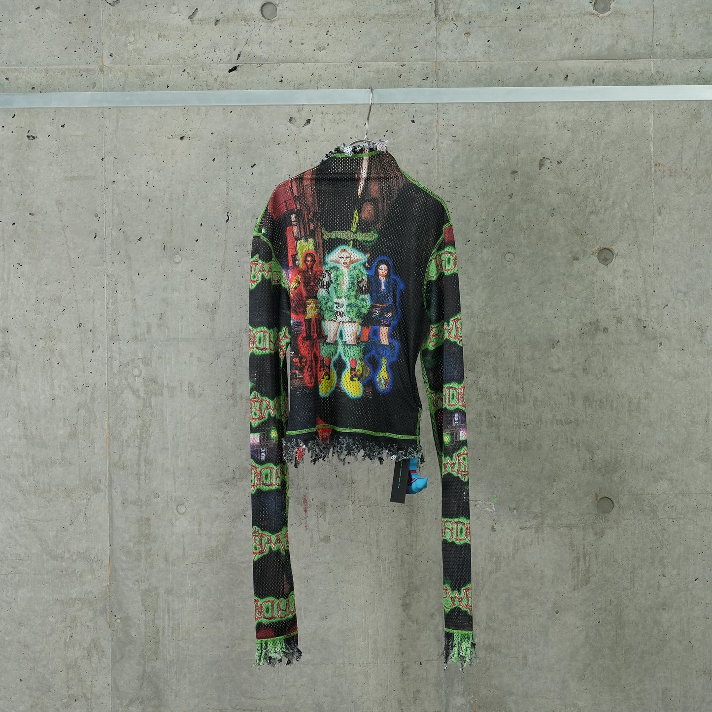 TURTLE NECK LONG SLEEVED MESH TOP / MULTI