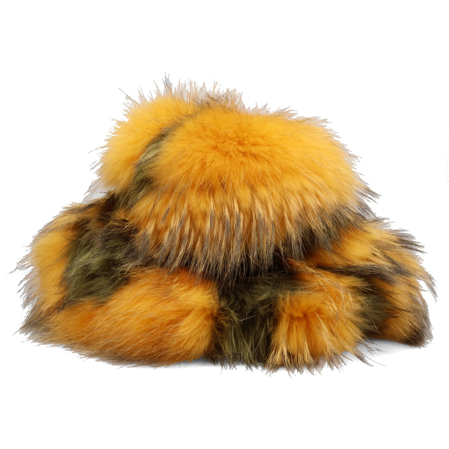 FAUX FUR HAT WITH CRYSTAL / YELLOW
