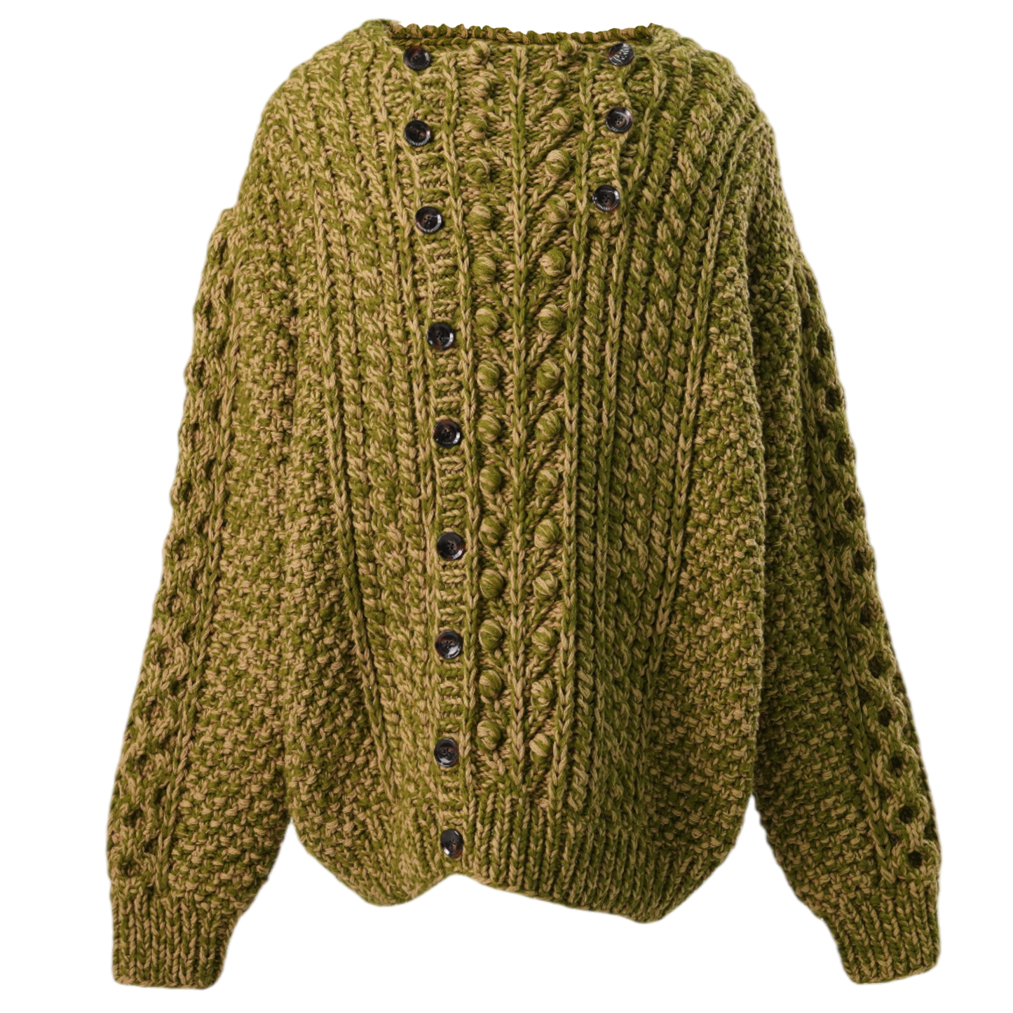 HAND KNITTED CARDIGAN / KHAKI