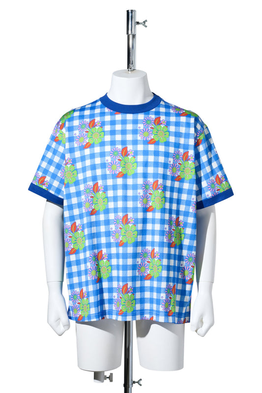 RINGER T-SHIRT / FLOWER GINGHAM