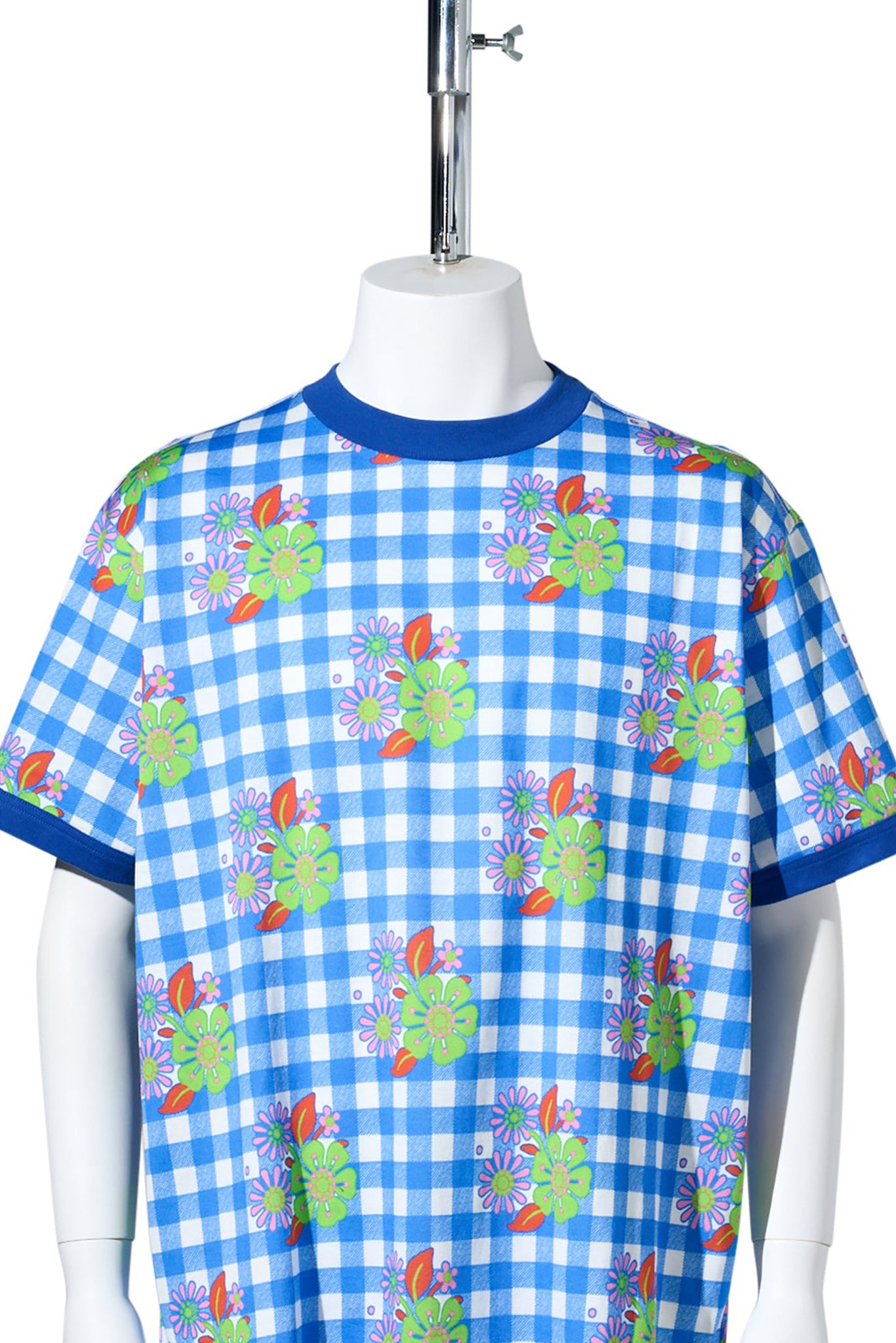 RINGER T-SHIRT / FLOWER GINGHAM