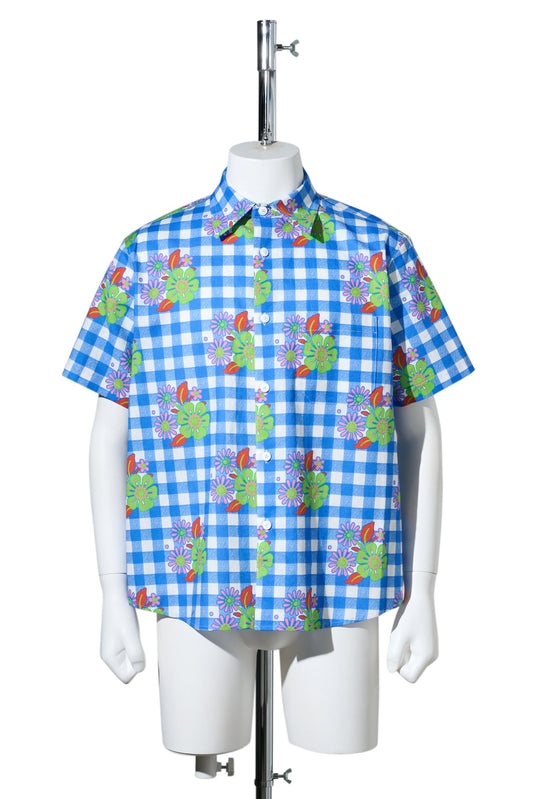 HALF SLEEVE SHIRT / FLOWER GINGHAM