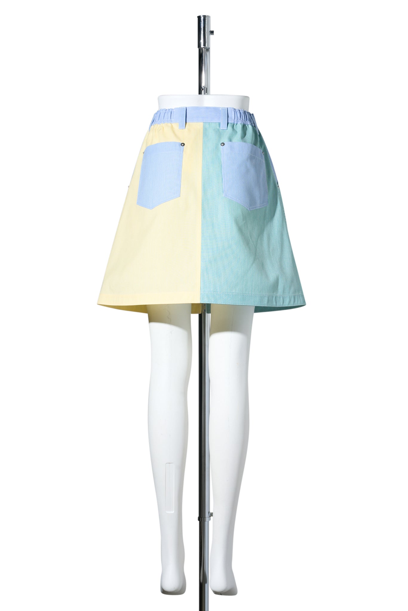 PACTHWORK SKIRT / YELLOW GREEN/BLUE