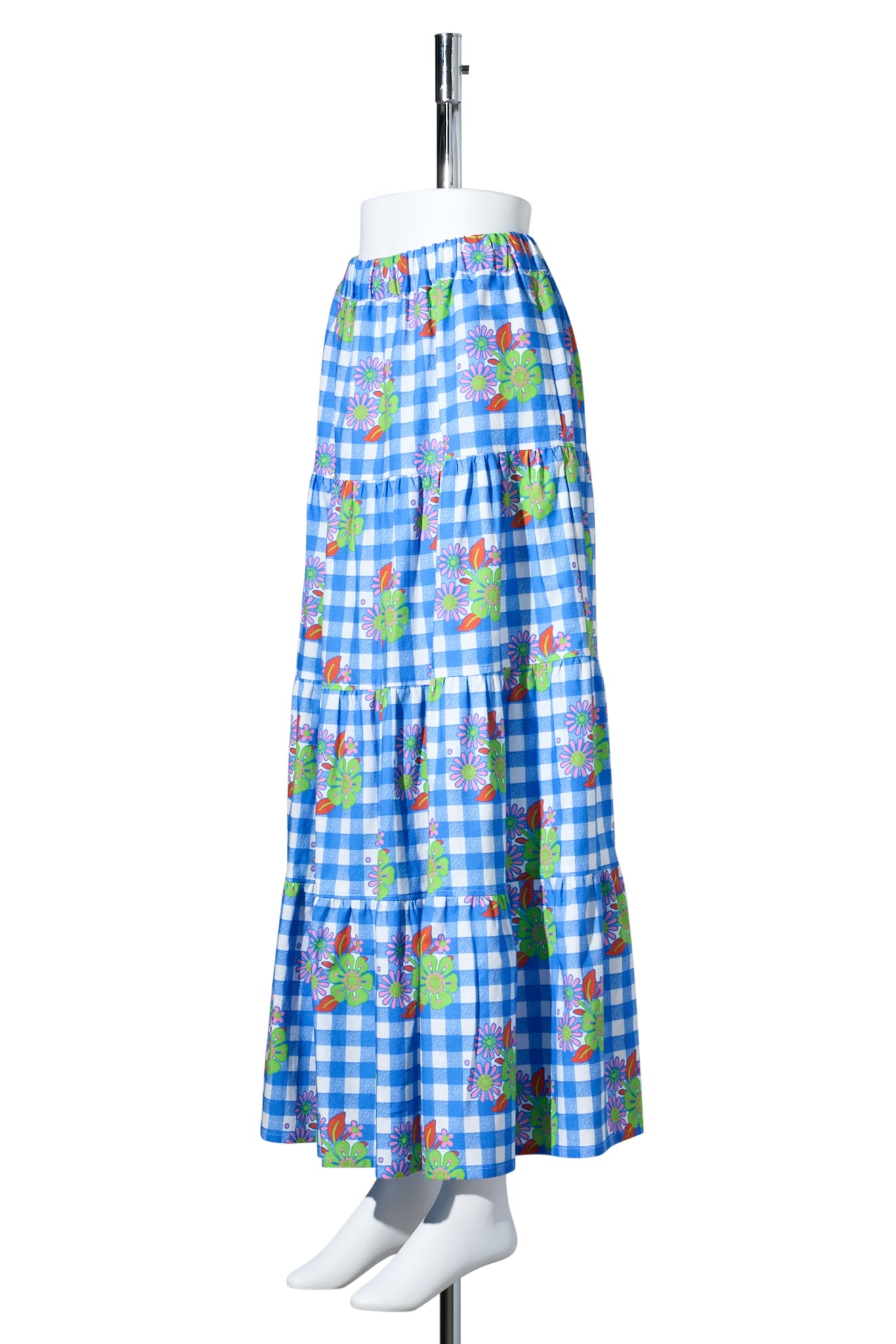 TIERED SKIRT / FLOWER GINGHAM