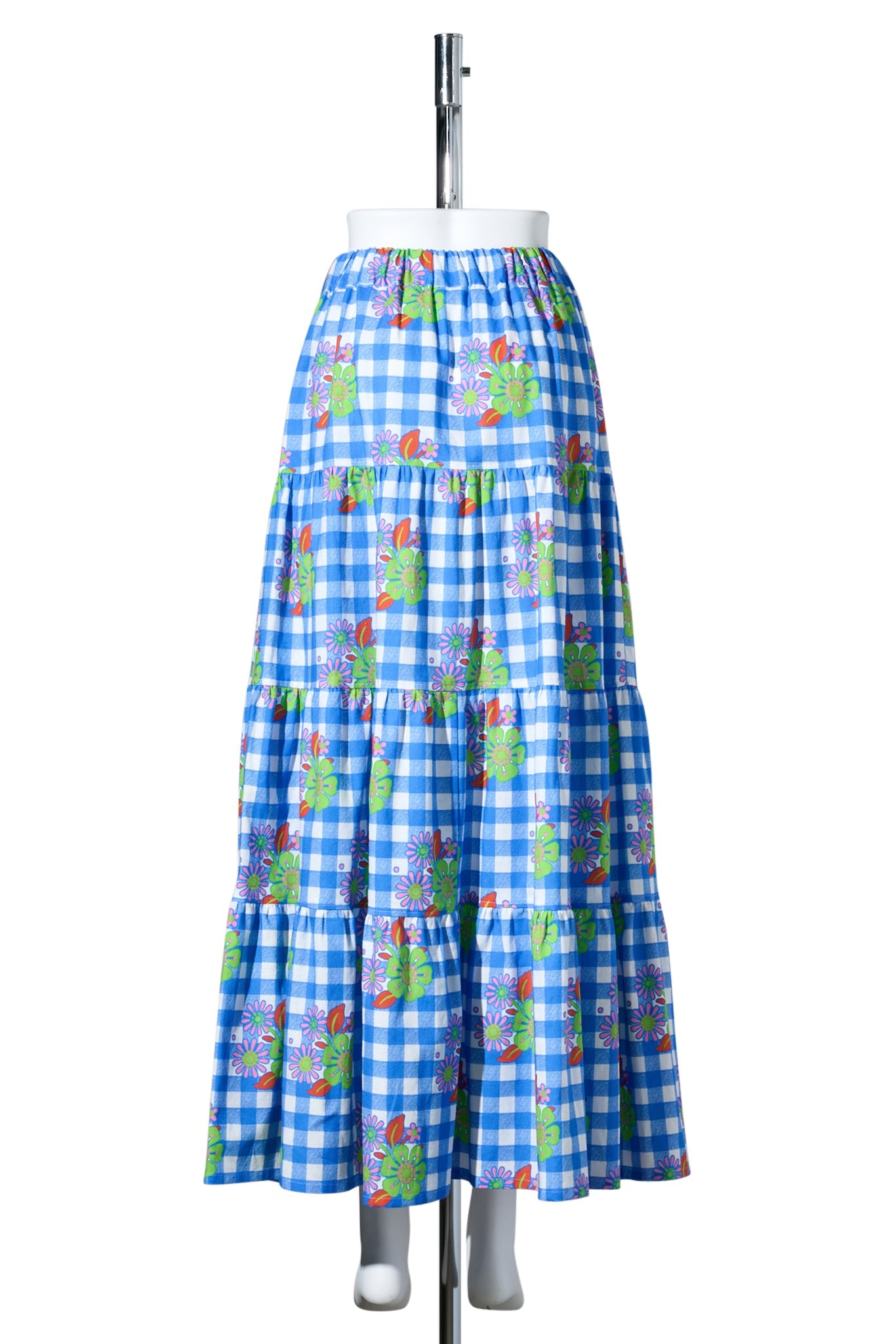 TIERED SKIRT / FLOWER GINGHAM