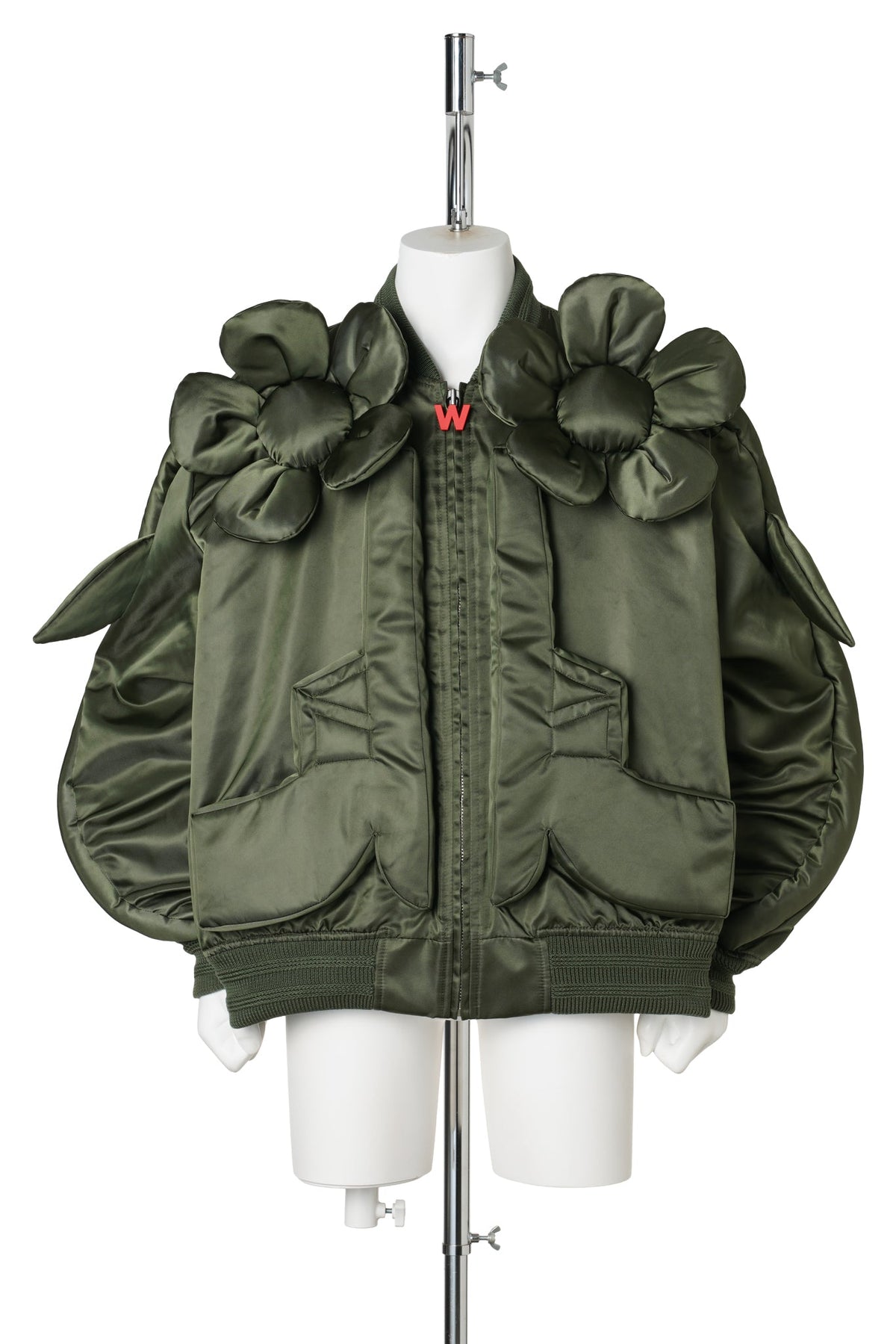 FLOWER POWER BOMBER OVERSIZED / MILITARY GREEN