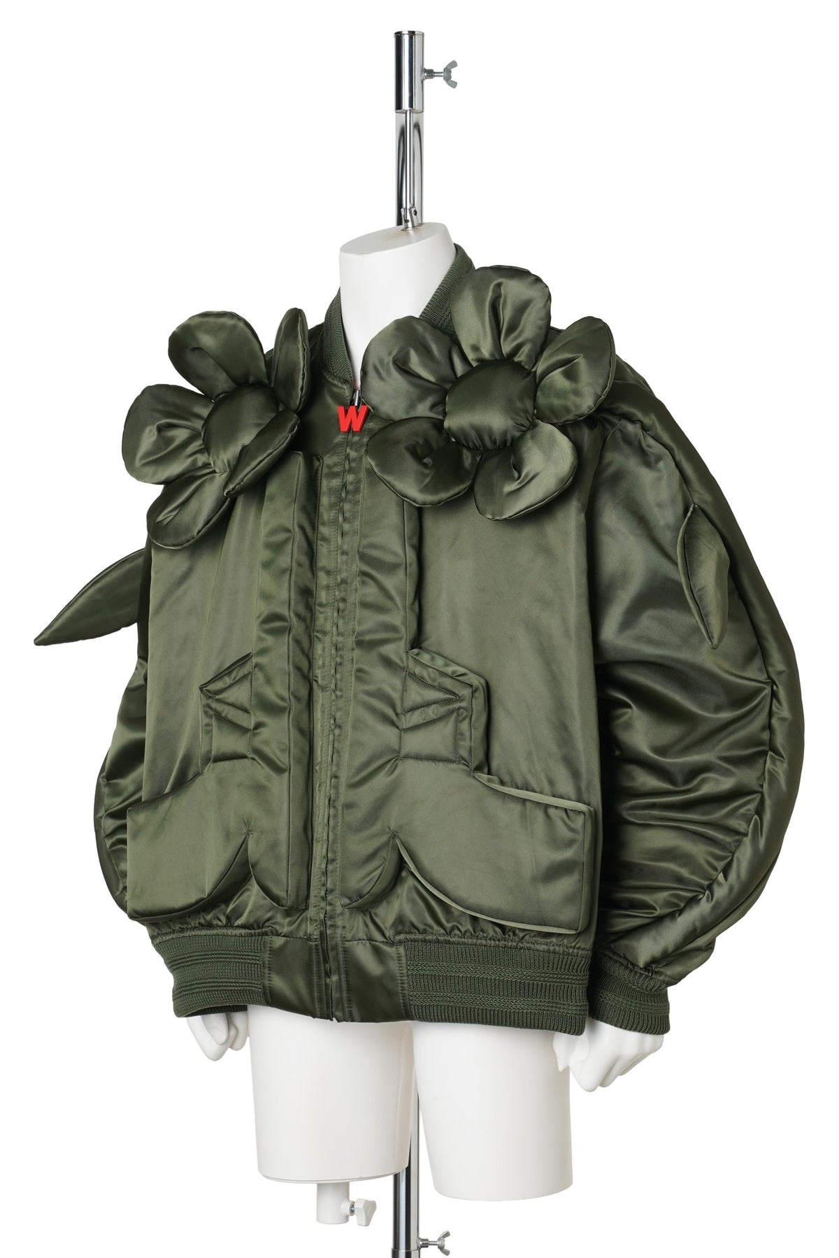 FLOWER POWER BOMBER OVERSIZED / MILITARY GREEN