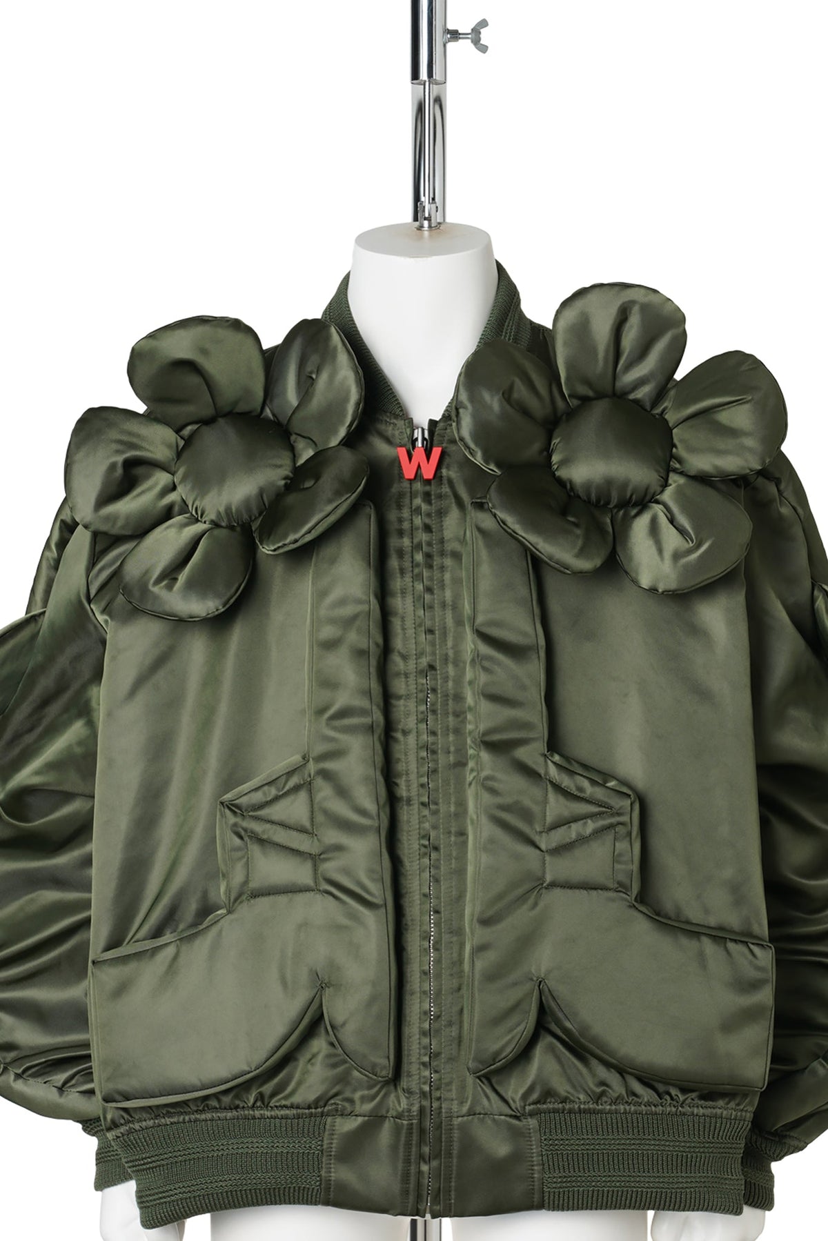 FLOWER POWER BOMBER OVERSIZED / MILITARY GREEN