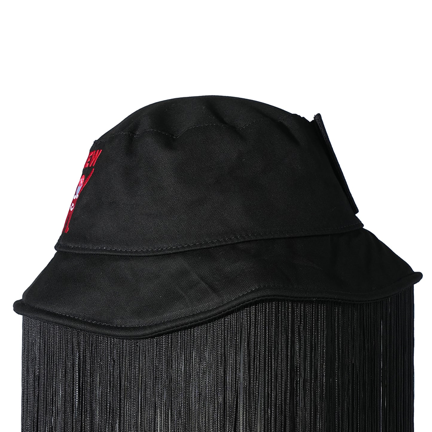 W-BUCKET HAT + FRINGES / COMB.I BLACK