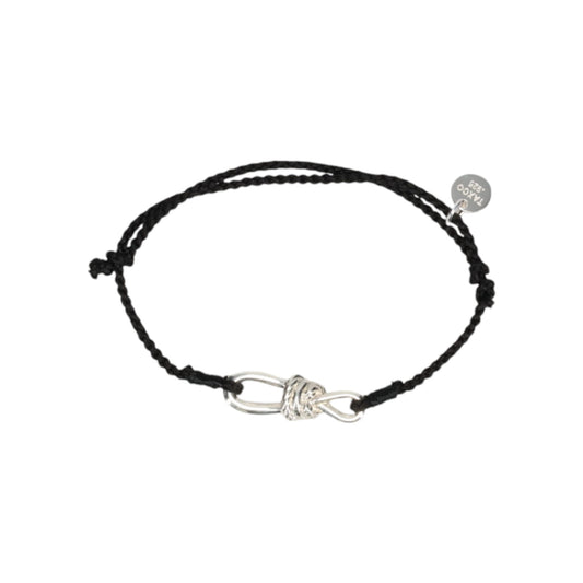 TWISTED ROPE LINK SILK CODE BRACELET / BLACK X SILVER