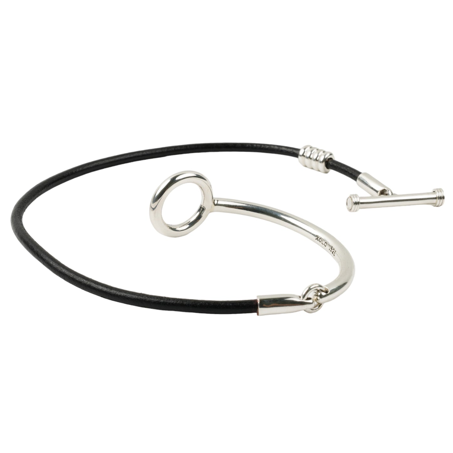 TOGGLE DOUBLE LEATHER BRACELET -BLACK- / BLACK