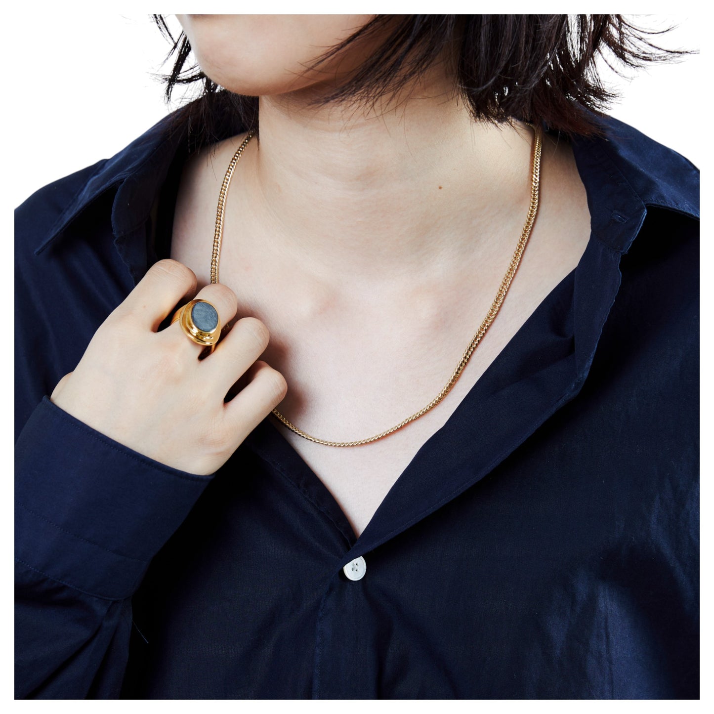 FLAT LINK NECKLACE -DOUBLE- / GOLD