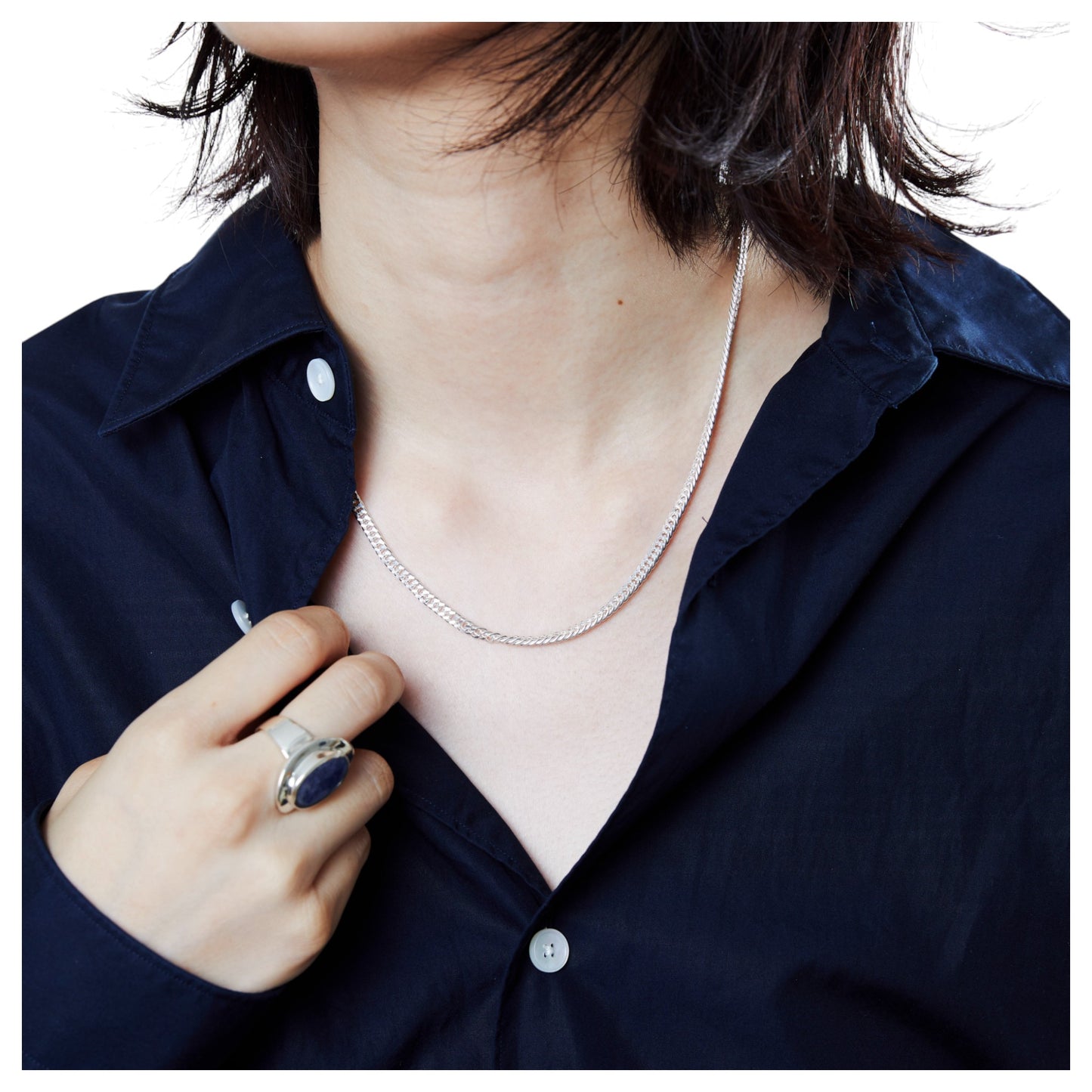 FLAT LINK NECKLACE -DOUBLE- / SILVER