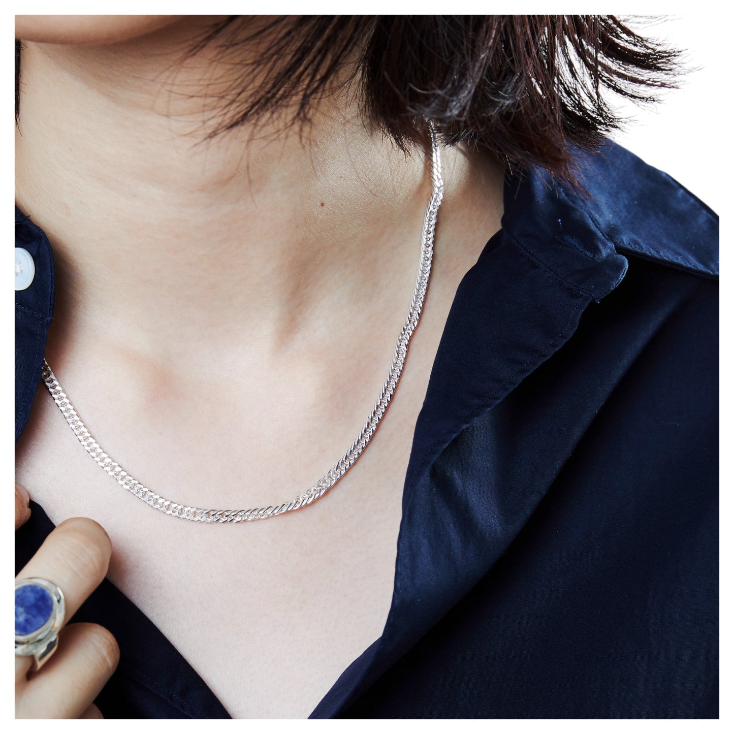 FLAT LINK NECKLACE -DOUBLE- / SILVER