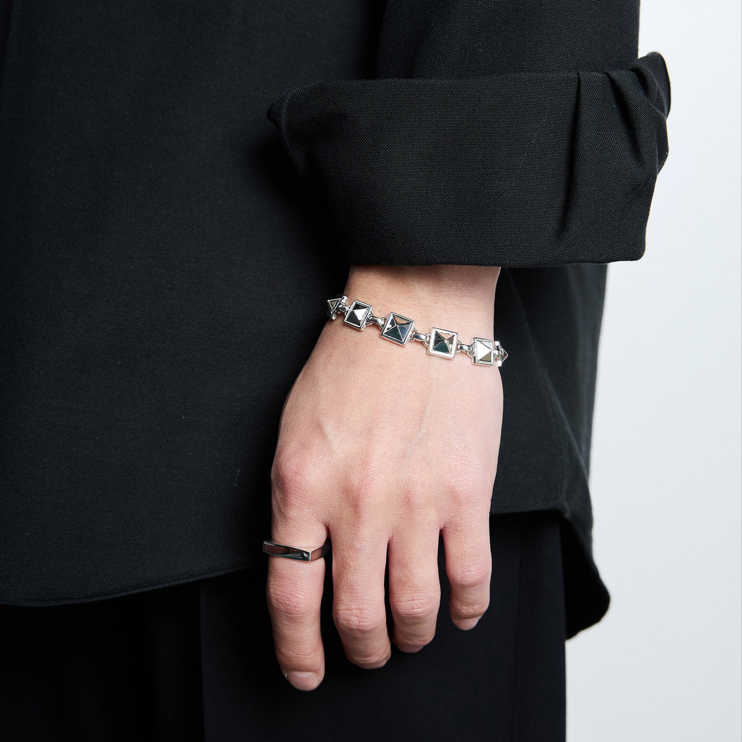 STUDS LINK BRACELET -10mm- / SILVER