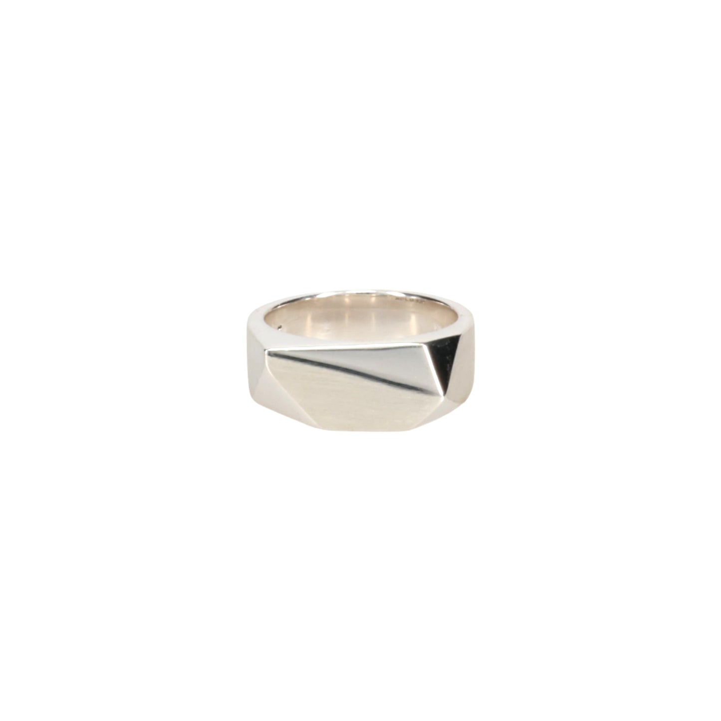 PENTAGON RING WITH HAIR LINE / SILVER