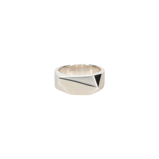 PENTAGON RING WITH HAIR LINE / SILVER