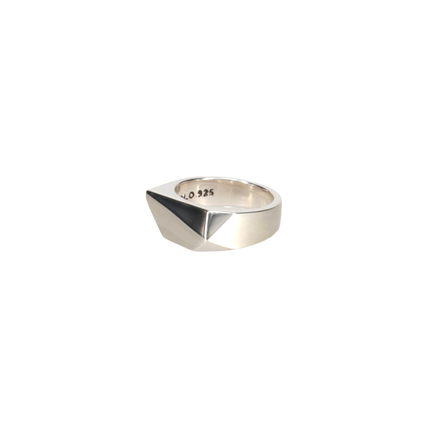PENTAGON RING WITH HAIR LINE / SILVER